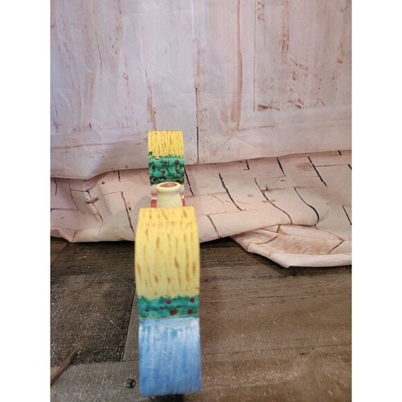 Wooden heart cherub Angel candlestick holder Decor figure - Picture 3 of 5